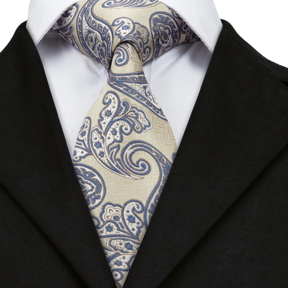 C-1725 Hi-Tie Arriving Mens Tie 100% Silk Jacquard Woven Tie Handkerchief Cufflinks Set for Wedding Business Party