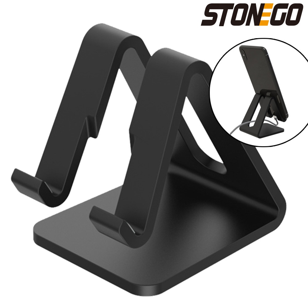 STONEGO 1 szt. Uchwyt na telefon przy biurku trójkątny stojak przenośny do Tablet z funkcją telefonu komórkowego uniwersalny plastikowy stojak na telefon