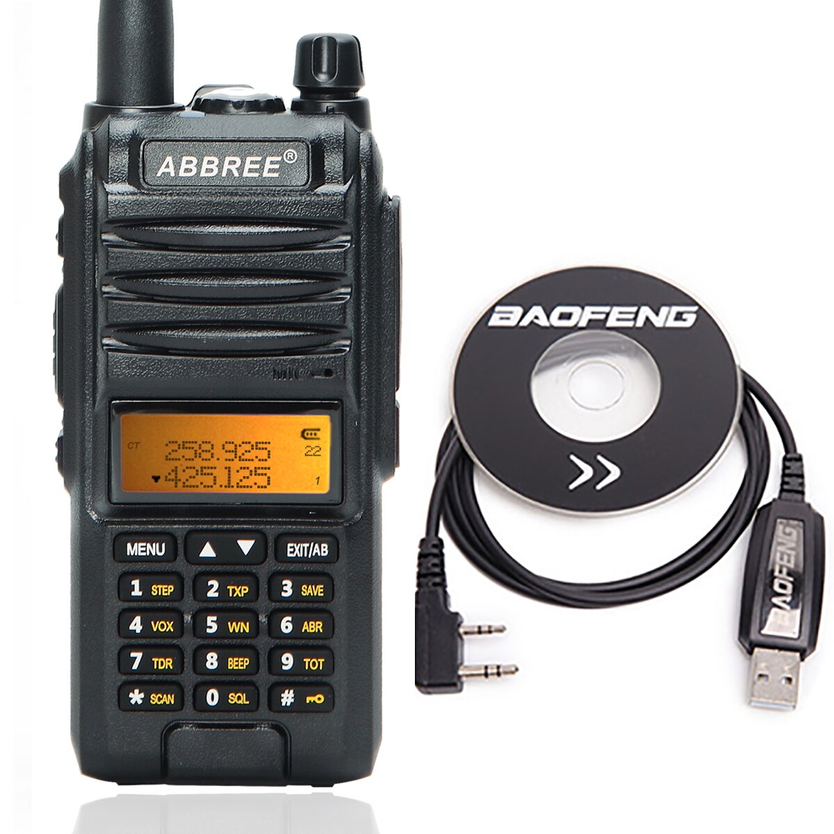 Abbree AR-F3 8w Tri-Band Walkie Talkie 220-260MHz Amateur Ham handheld Tragbare radio Comunicador Sender transceiver Wandern: add usb cable / Euro