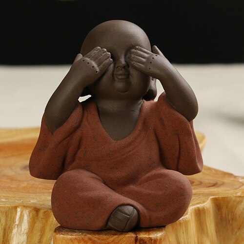 Auténtico Yixing té de arcilla púrpura mascota Kungfu juego de té accesorios hechos a mano encantador té monje mascota coche ornamento Zisha decoración artesanía: D