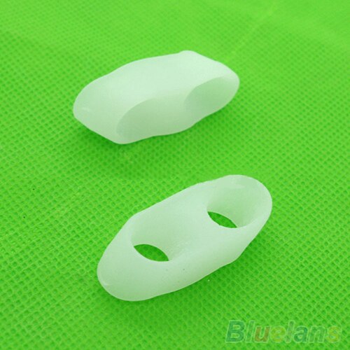 1 par de gel 2 buracos dedo do pé pinky orthotics separador cauda toe straightener separador 2mon 2o7f bgqw