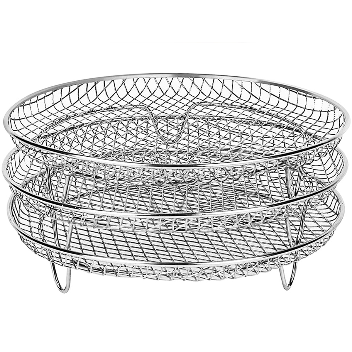 Rack para fritadeira a ar, aço inoxidável, bandeja para cozinhar a vapor, acessórios para fritadeira a ar, assadeira, churrasqueira, grelha, assar, ferramentas de cozinha: Cinza claro