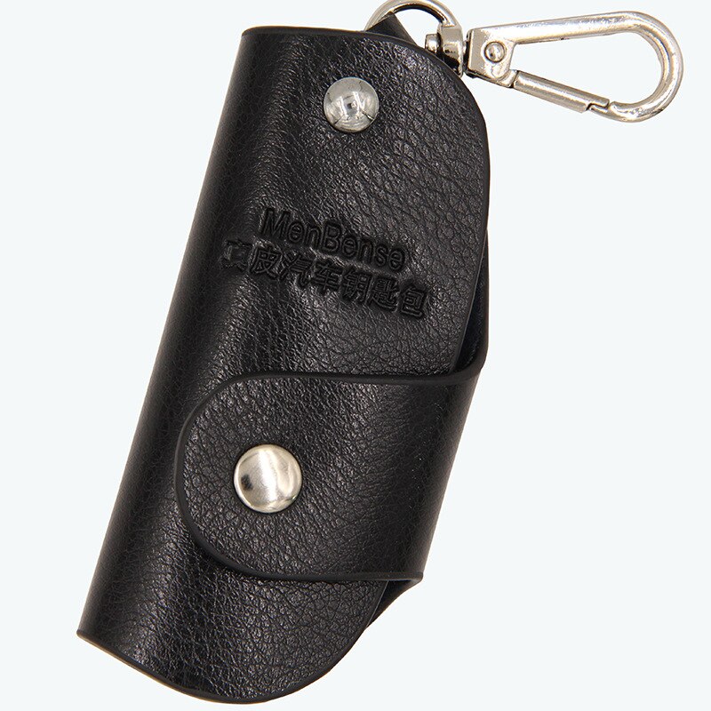 Portefeuille en cuir synthétique polyuréthane porte-carte organisateur d'affaires femme de ménage porte-clés sacs à main hommes femmes Portable poche voiture clés sac à pince: Black