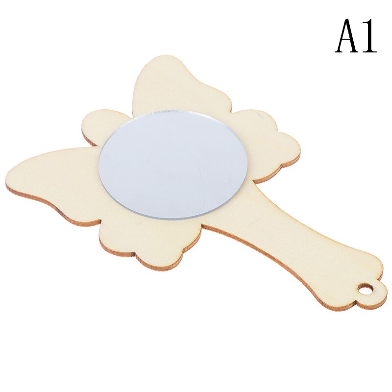 3 Styles 1pc bricolage blanc bois moule miroir peinture à la main artisanat enfants jouets bibelot matériel: A1