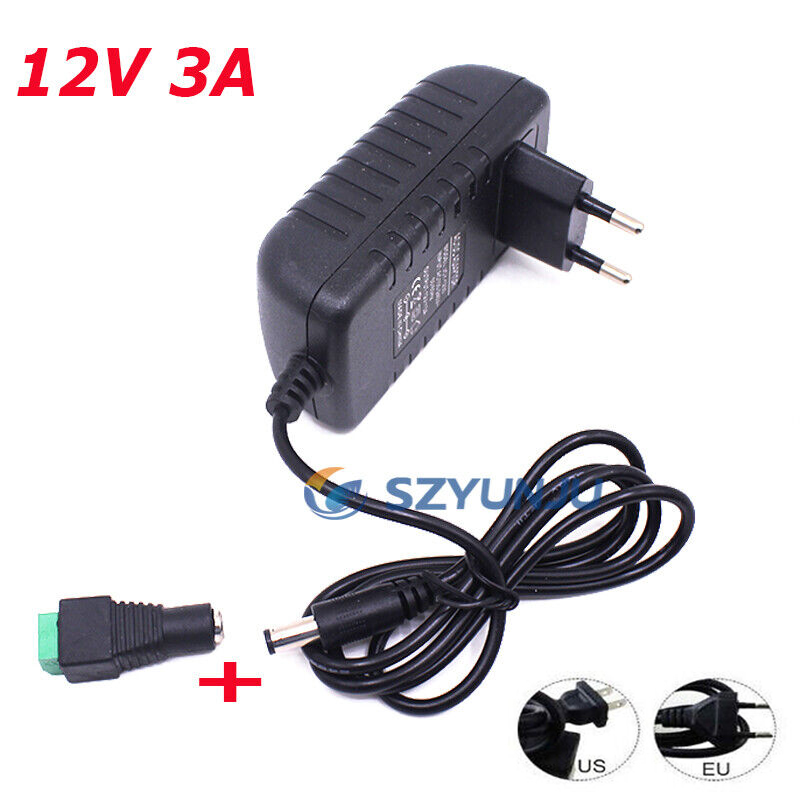 Enchufe EU US AC 100-240V a DC 12V 1A 2A 3A 12W 24W 36W cable adaptador de fuente de alimentación para tira de luces LED/con conector: Castaño / 230 V