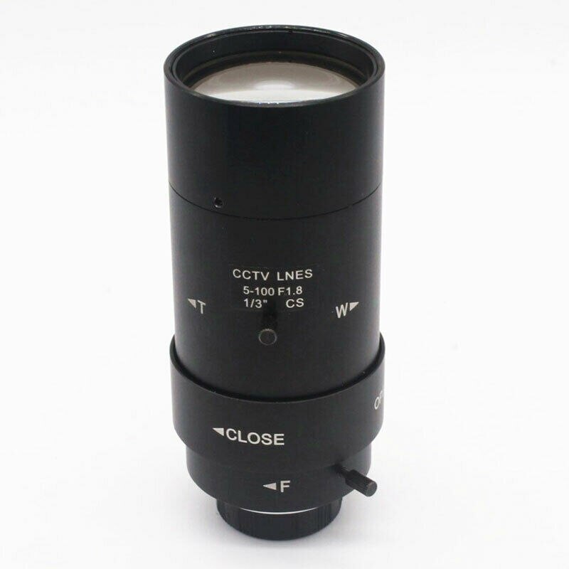 5-100mm CCTV Lens,CS F1.8 Lens,1/3" Manual Iris & Focal Length Lens,Varifocal Zoom CS-Mount Lens for Security CCTV Camera
