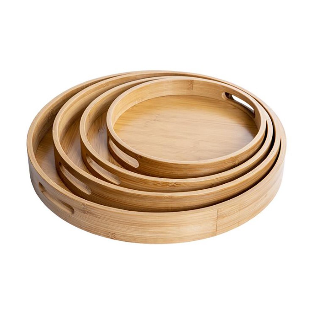Round Tray Food Serving Plate Tea Food Dishes Drink Platter Food Plate Beef Steak Fruit Snack Tray Kitchen Accessories