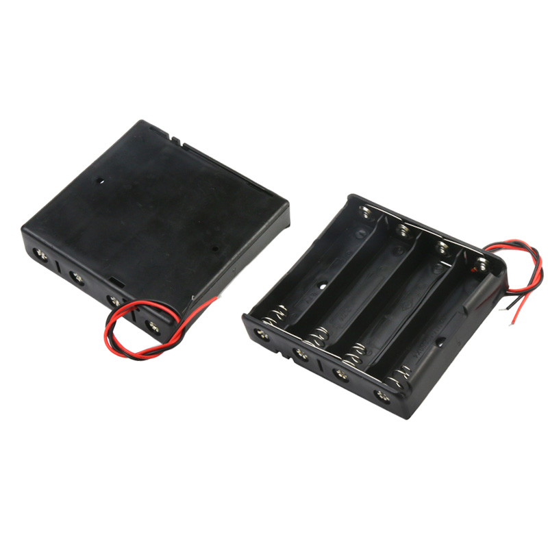 4-slots 18650 batterijhouder met draden Parallel 4 x 3,7 V lithiumbatterij opbergdoos Plastic compartiment Oplaadstandaard