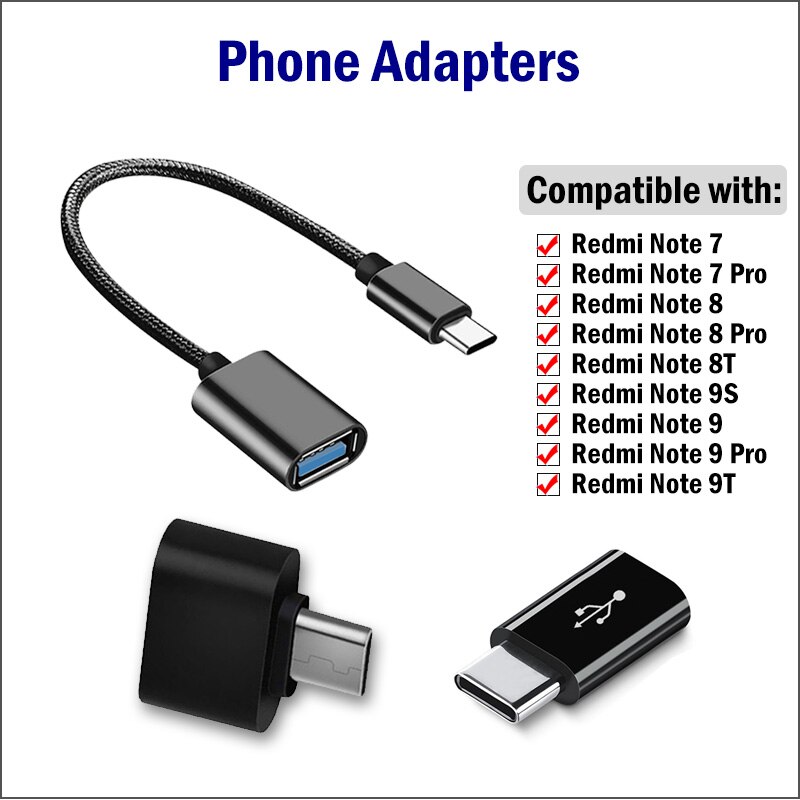 Adattatori USB di tipo C per Xiaomi Redmi Note 7 8 9 Pro 9S 8T 9T connettore cavo di ricarica per telefono convertitore USB C OTG