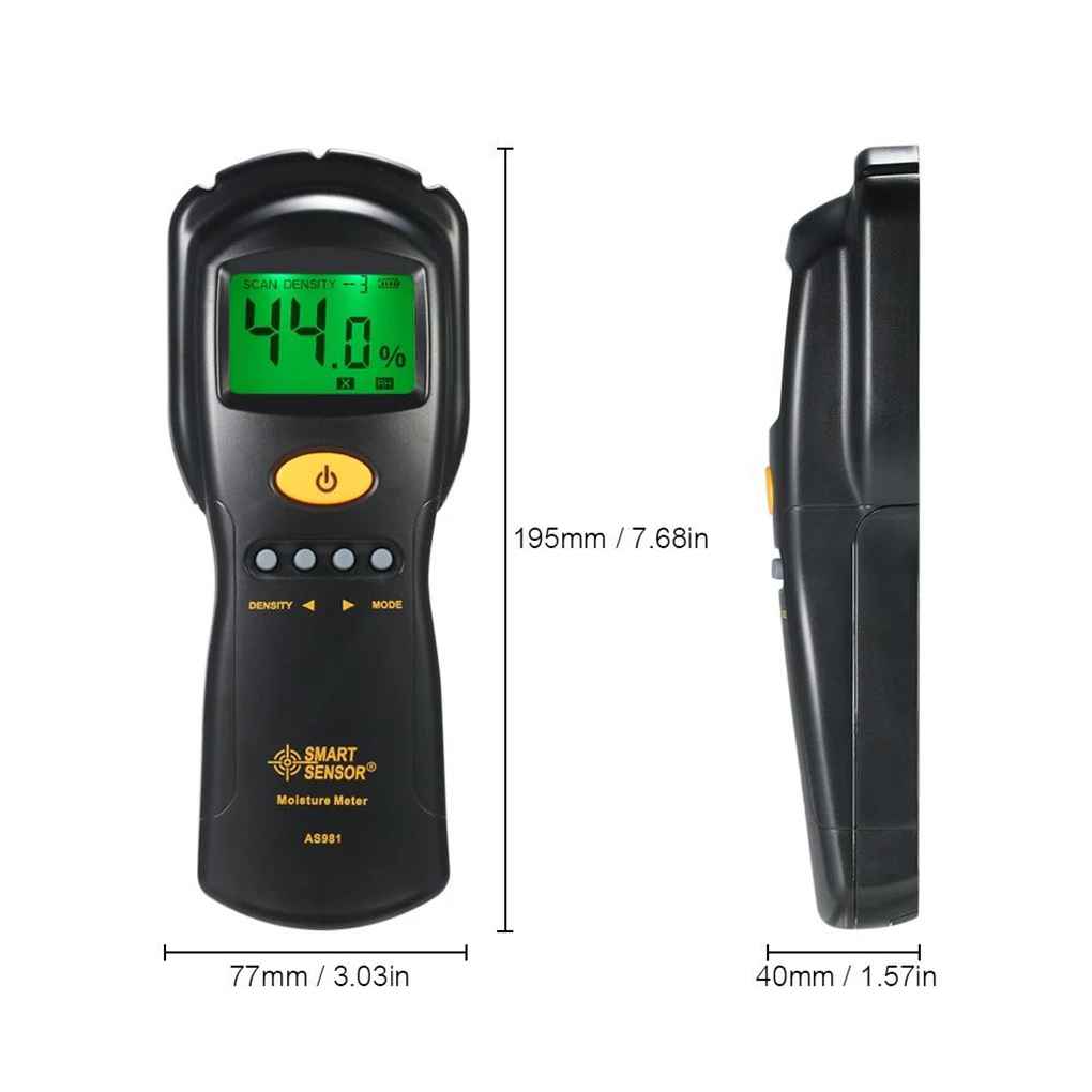 SENSOR inteligente AS981, medidor de humedad de madera, LCD inductivo, Digital, Mini Detector de humedad de madera, rango de prueba 2-70%