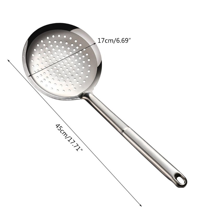 Cuchara espumadora ranurada de mango largo, colador de acero inoxidable, cuchara para Cocinar en casa