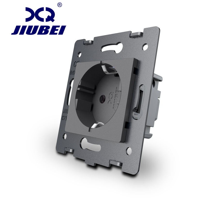 jiubei Socket DIY Parts, White Plastic Materials, EU standard, Function Key For EU Wall Socket, C7-EU11: Grey