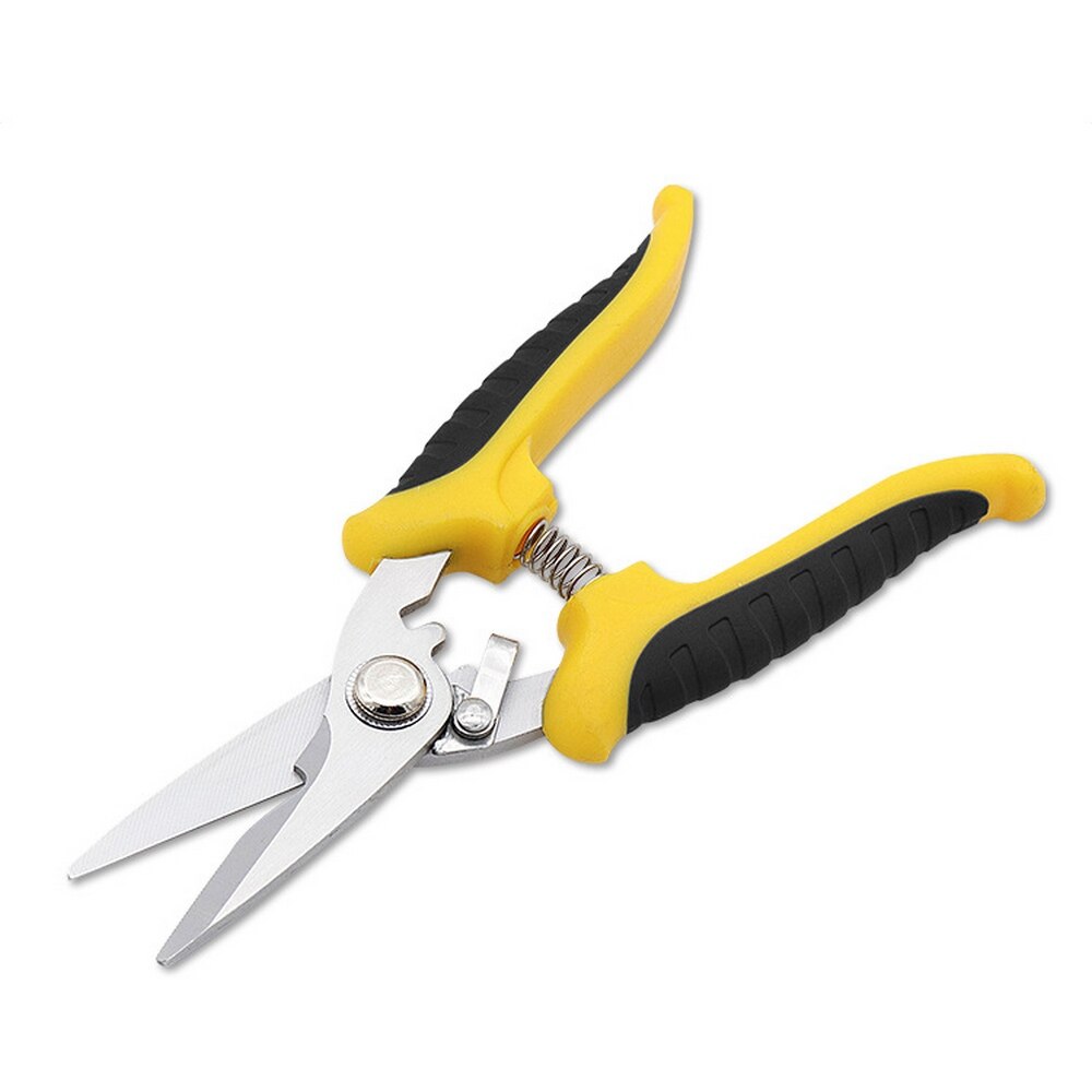 Tijeras de podar multifuncionales para jardín tijeras de podar hidropónicas para el hogar, ramas en maceta, tijeras pequeñas, herramientas de jardinería: 7 inch yellow black