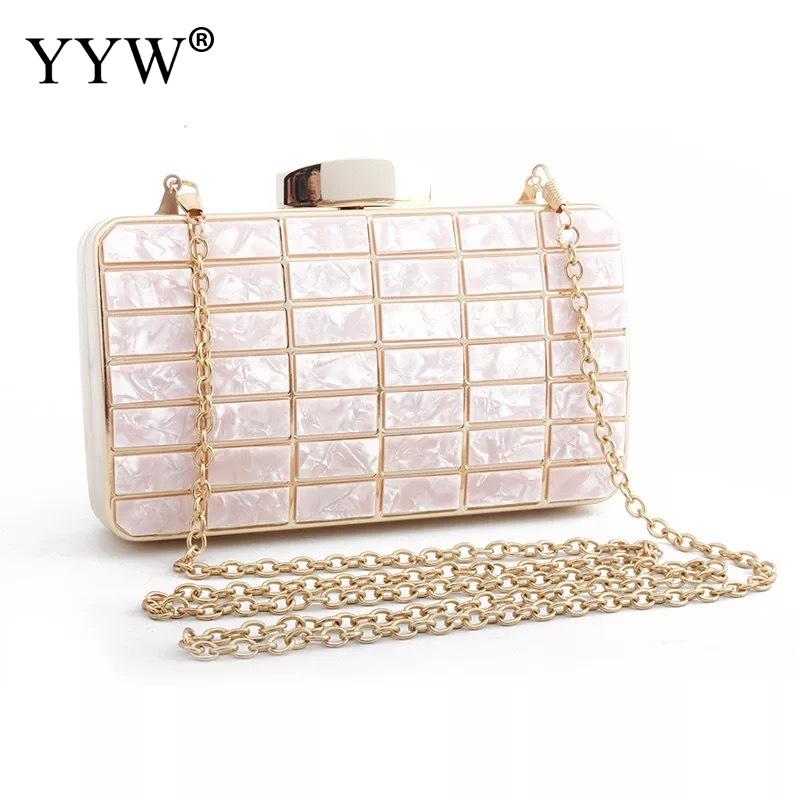 !acryl gemakkelijk bijpassende clutch taskoreaans met ketting met polyester effen meer kleuren voor keuze verkocht per stuk: Roze