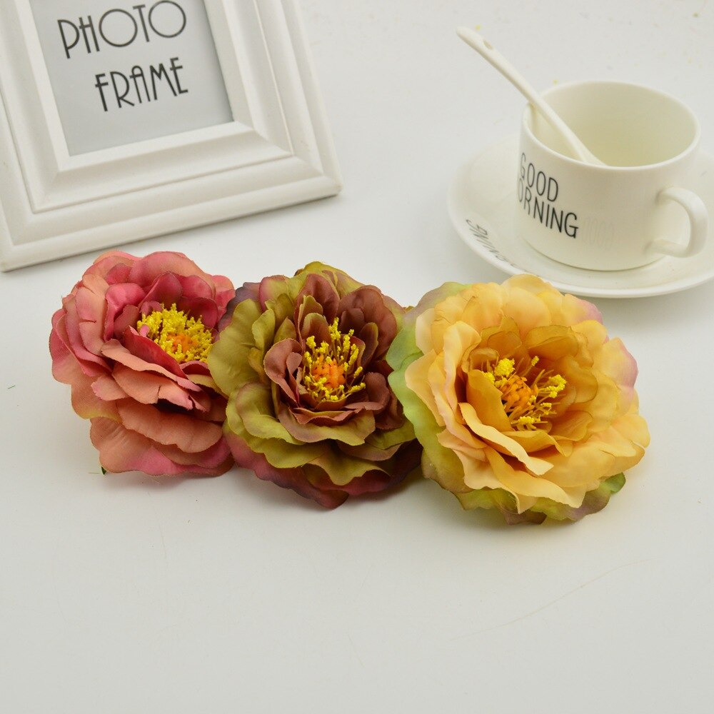 100pcs artificial flower heads silk peony wedding home decoration for make door wreath flower wall diy Stamens for handicrafts