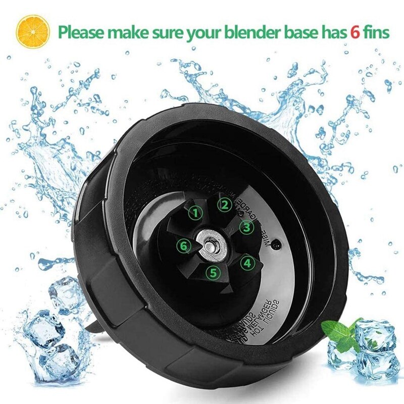 2PCS 6Fins Replacement Extractor Blade for Nutri Ninja Blender Blade Assembly Fits Auto-IQ BL450-70 BL451-70 BL482-70