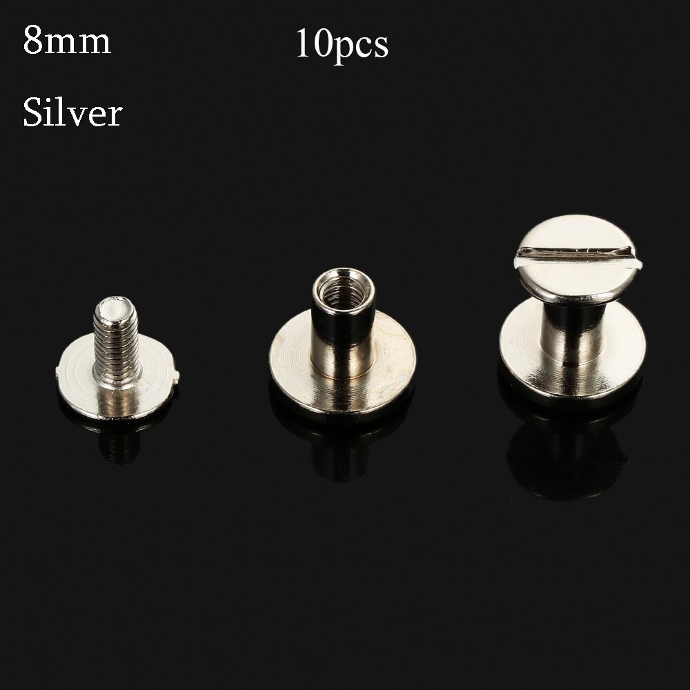 10Pcs 5/6.5/8Mm Diy Band Klinknagels Schroef Leather Craft Solid Nail Bolt Boekhouding Ronde Kop Schroeven Bagage Craft Messing nail: silver-8mm-10pcs