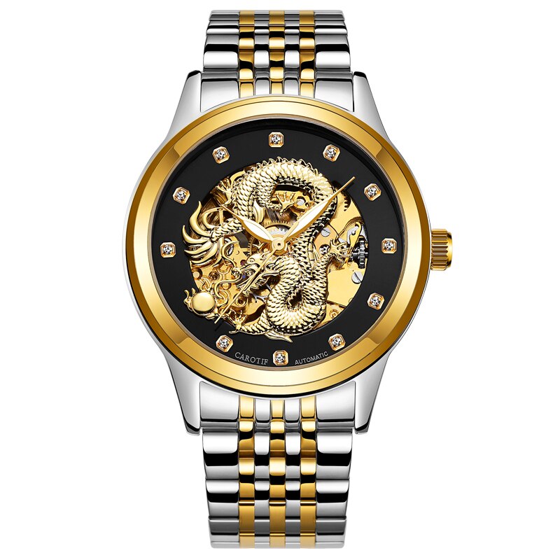 Carotif automatische mechanische horloges voor heren, waterdicht, draak