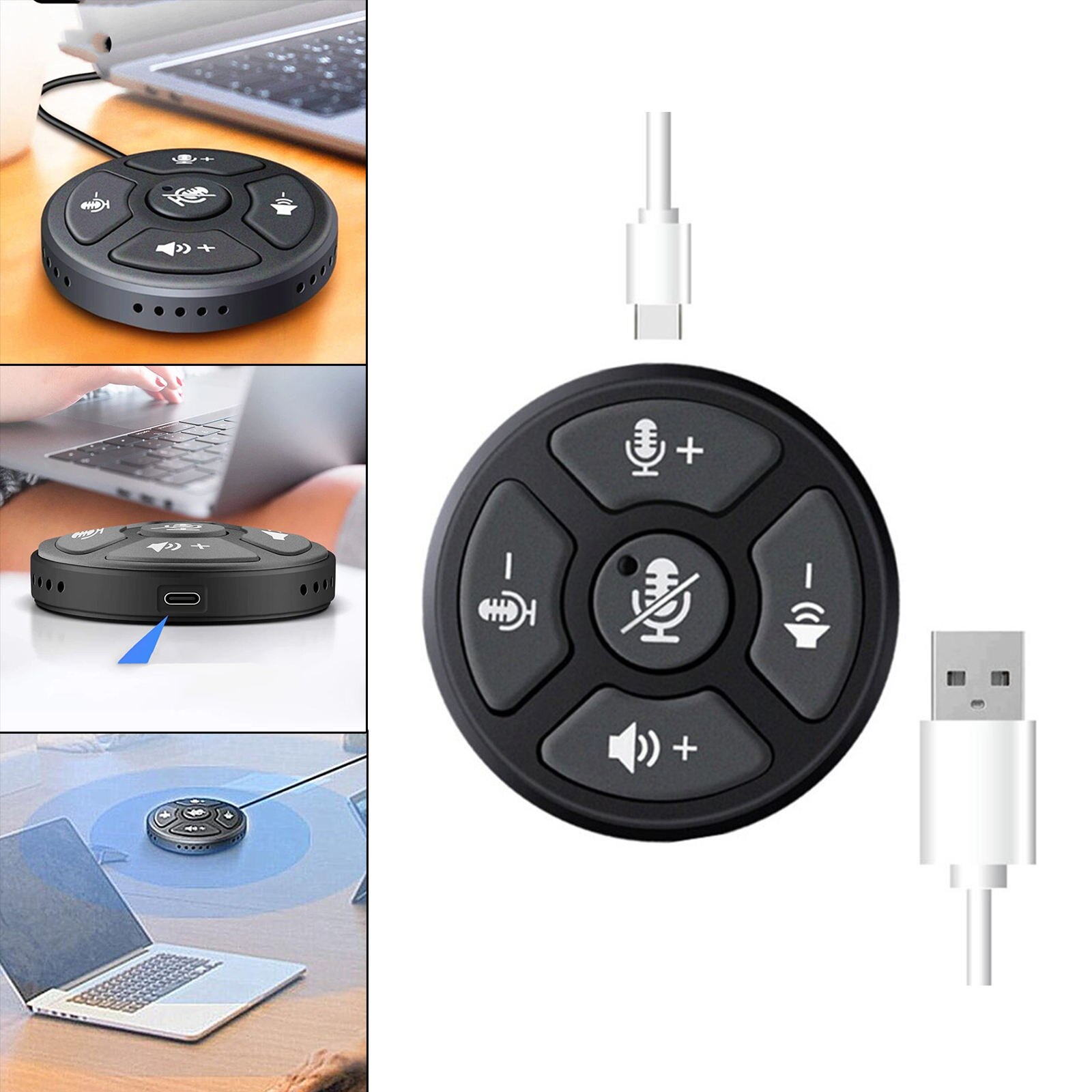 USB Conference Microphone with Mute Button Easy Setup for Online Class PC