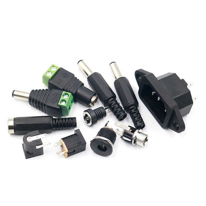 10Pcs Dc Power Connector Pin 2.1X5.5Mm Vrouw Plug Jack + Stekker Jack Socket Adapter Pcb mount Diy Adapter Connector 2.1X5.5