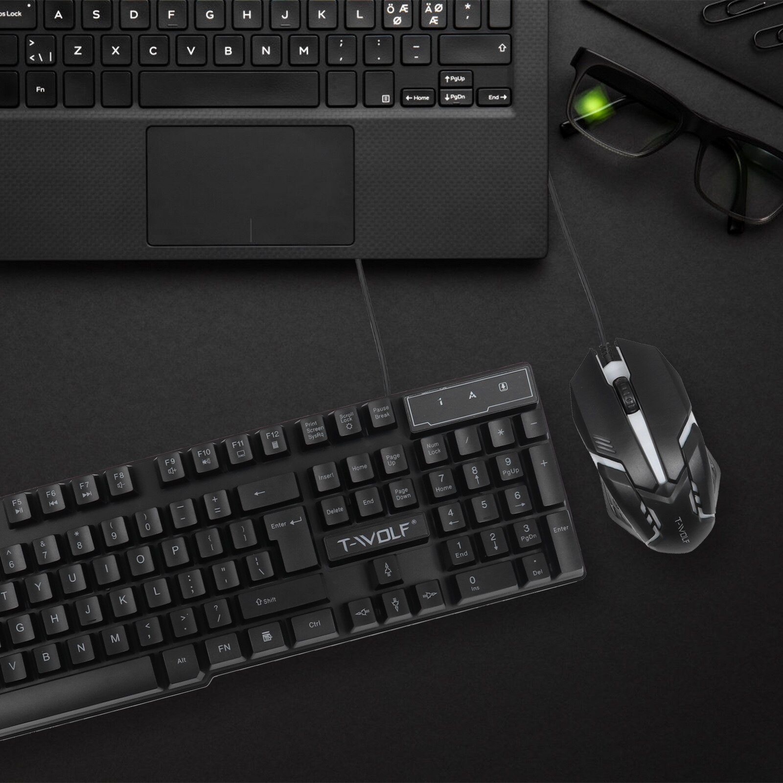 1 set cool keyboard and wired keyboard backlight keyboard kit