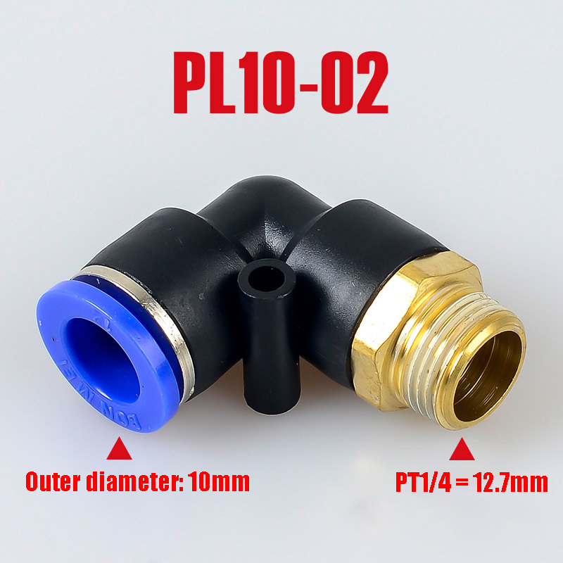 PL Elbow Pneumatic Fitting 1/4 3/8 1/2 1/8 BSP Male Thread Air Quick Connector L Shape Push In Hose OD 6mm 8mm 10mm 12mm: PL10-02