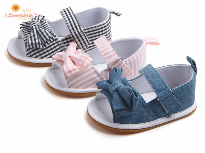 Baby Baby Sandalen Leuke Sandalen Voor Meisjes Strik Peuter Eerste Walker Crib Schoenen Ademend Anti-Slip Rubberen Zool flats