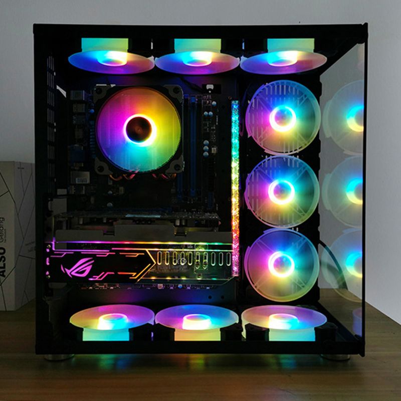 12cm Desktop PC Computer Case Cooling Fan LED Lights Color Changing RGB Chassis Fan Controller Remote Control
