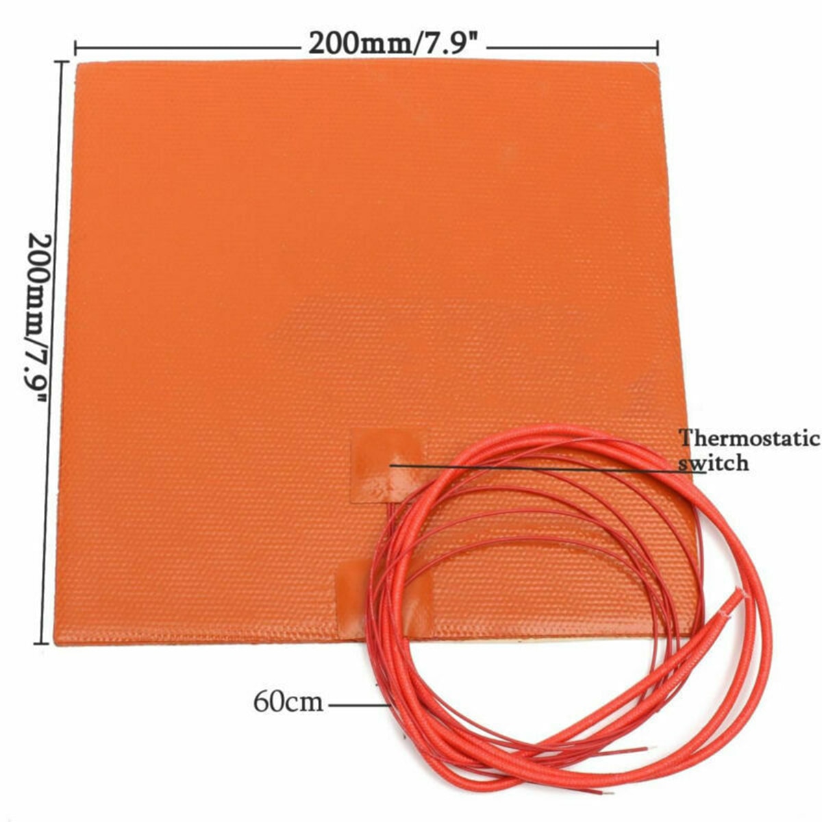 200W 12V 200x200mm Silicone Heater Pad For 3D Printer Heat Bed Heating Mat For Airplane Engine Heaters