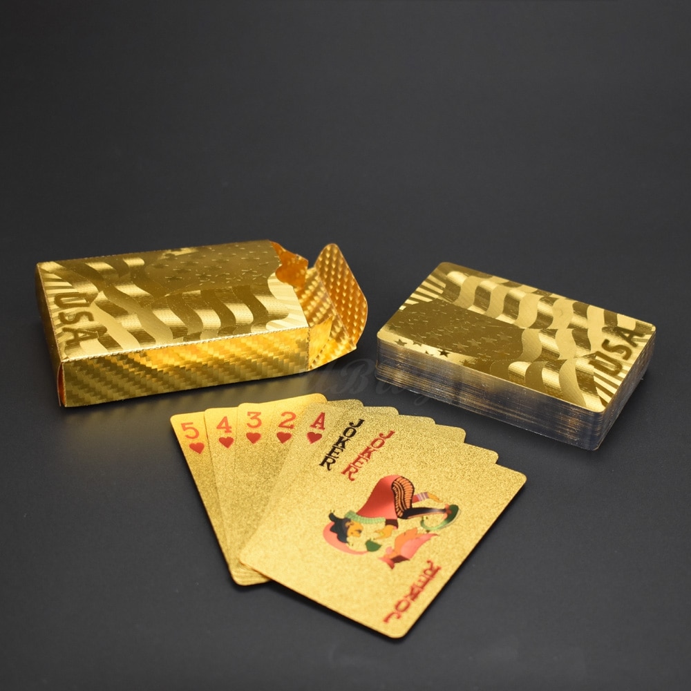 Farverigt amerikansk flag flagrende guld sølvfolie spillekort plast vandtætte kort til indsamling