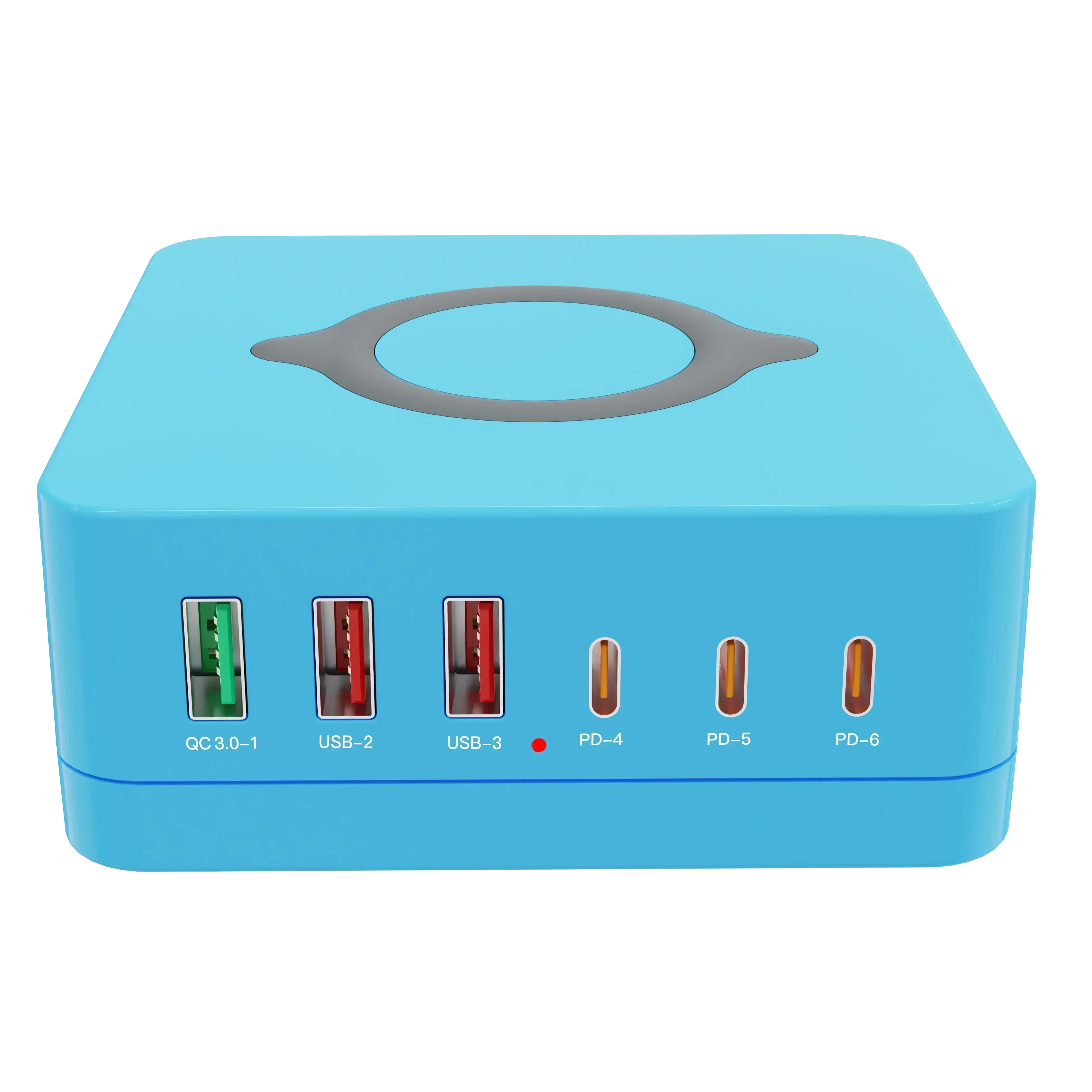 140w gan lader multiport trådløs stasjonær lader usb type  c 100w pps  pd 65w qc hurtigladestasjon for bærbar pc nettbrett telefon: Rød / Eu