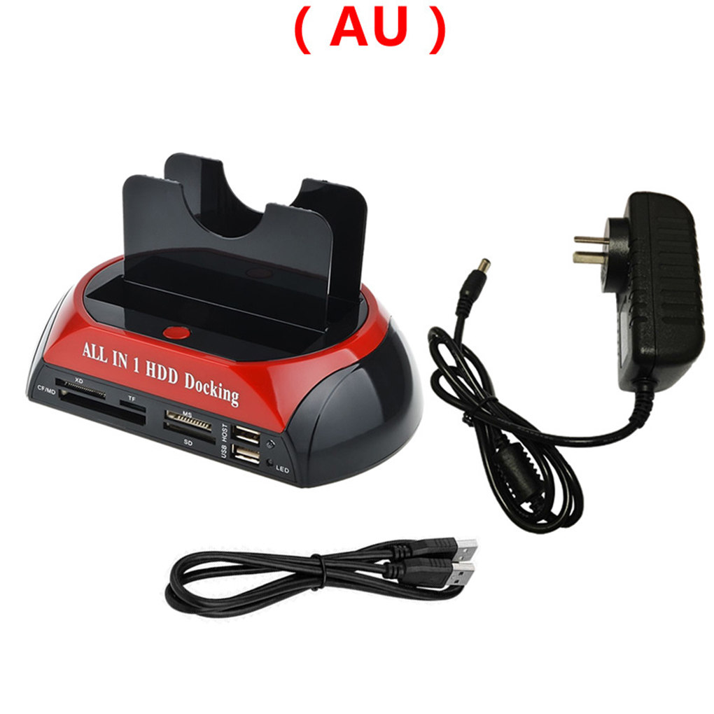 HDD Docking Station USB 2.0 Hard Drive Card Reader Hub 2.5 3.5 SATA IDE Dock Adapter: AU Plug