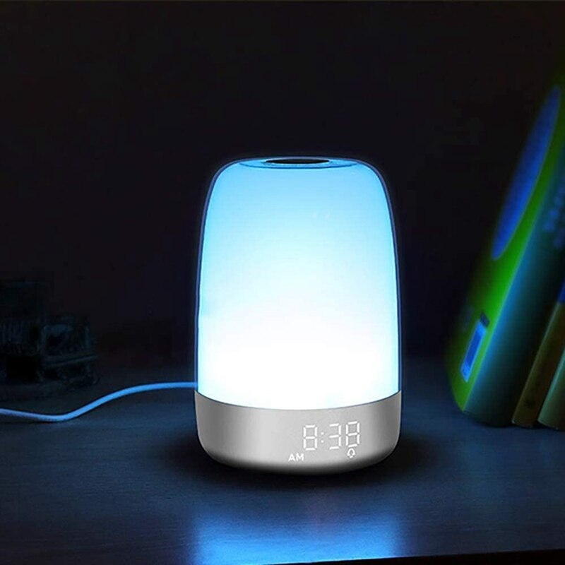 Alarm Clock Wake Up Light, Sunrise Simulation Alarm Clock, Table Lamp Press Sensor Bedside Lamp, 5 Sounds, Sleep Aid