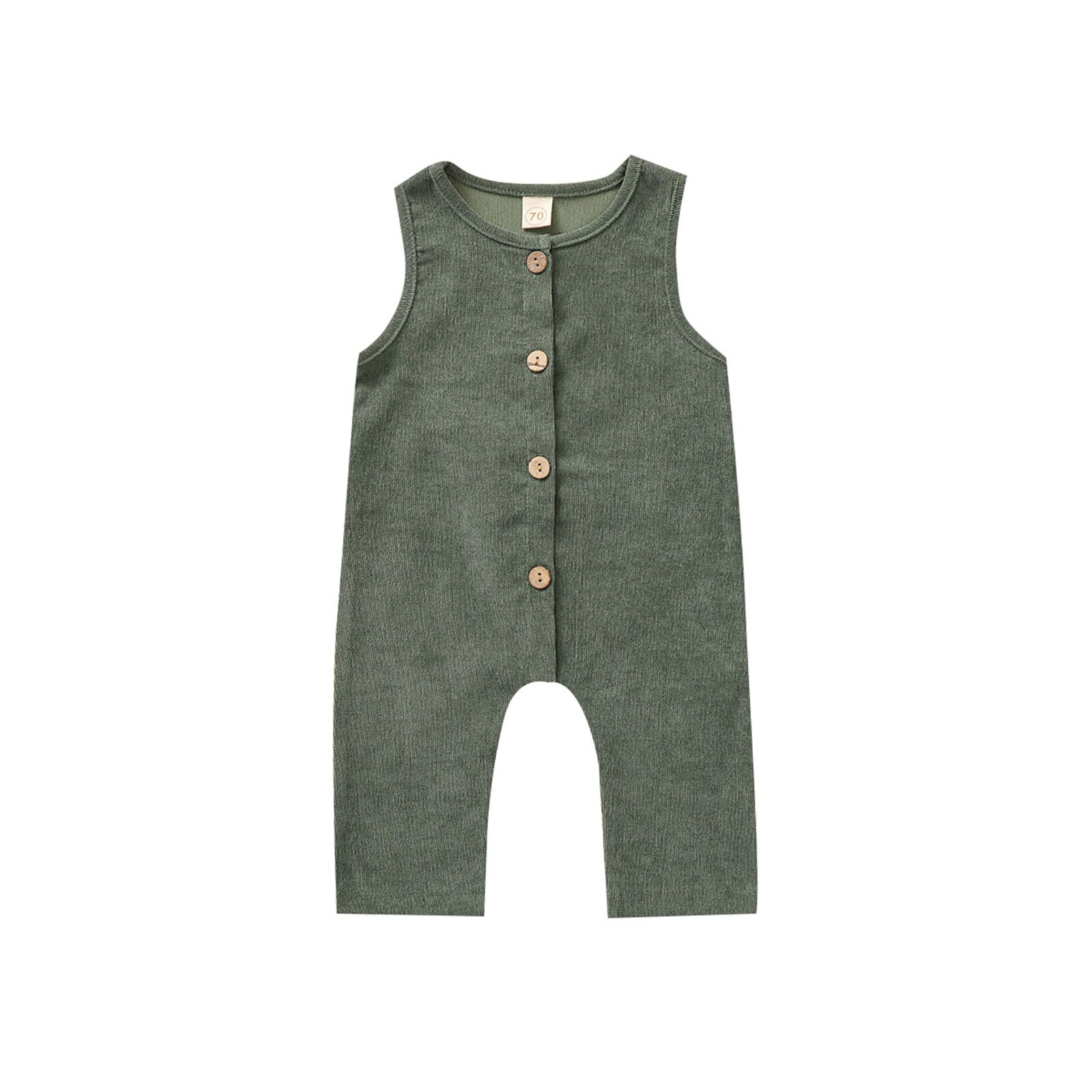 0-24M Zomer Baby Baby Meisje Jongen Romper Overall Effen Kleur Knop Mouwloze Jumpsuit Zomer Een Stuk: green / 6m