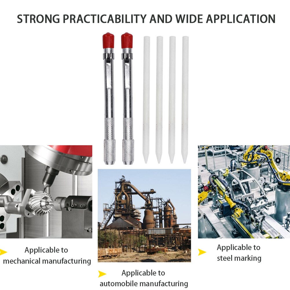 2pcs Removable Markings Round Pens Scribe For Welding Tools On Steel Industrial Soapstone Holder Metalworking With 4 Refills