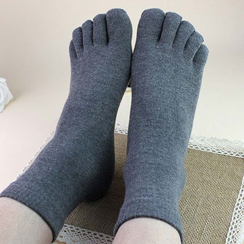 1 Pair Summer Breathable Men's Cotton Toe Socks Pure Sports Basketball Five Finger Socks