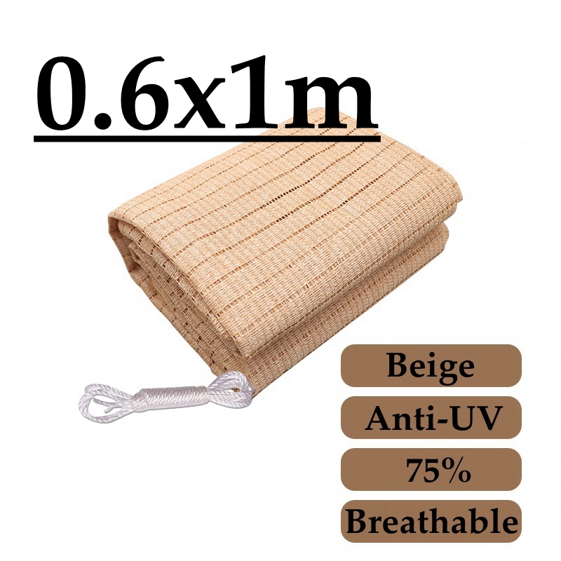4 Pin Beige Sunshade Net Breathable Anti-UV 75% Garden Plants Shading Outdoor Succulent Cover Pergola Net Balcony Cooling Net: 0.6x1m