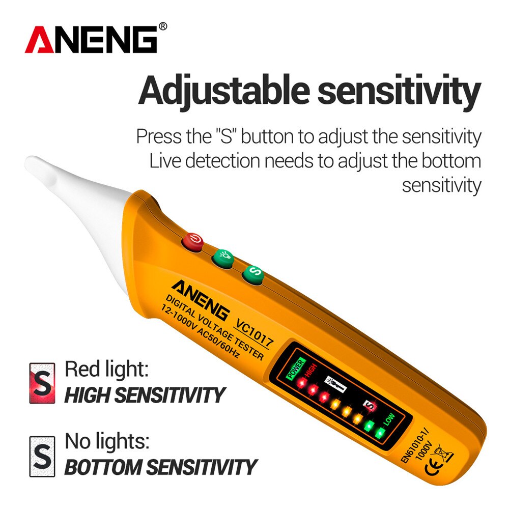 ANENG VC1017 herramientas electricista voltimetro boligrafos 12v digital tester boligrafo coche electricidad comprobador de voltímetro metro medidor consumo instrumentos eléctricos detector de voltaje sin contacto