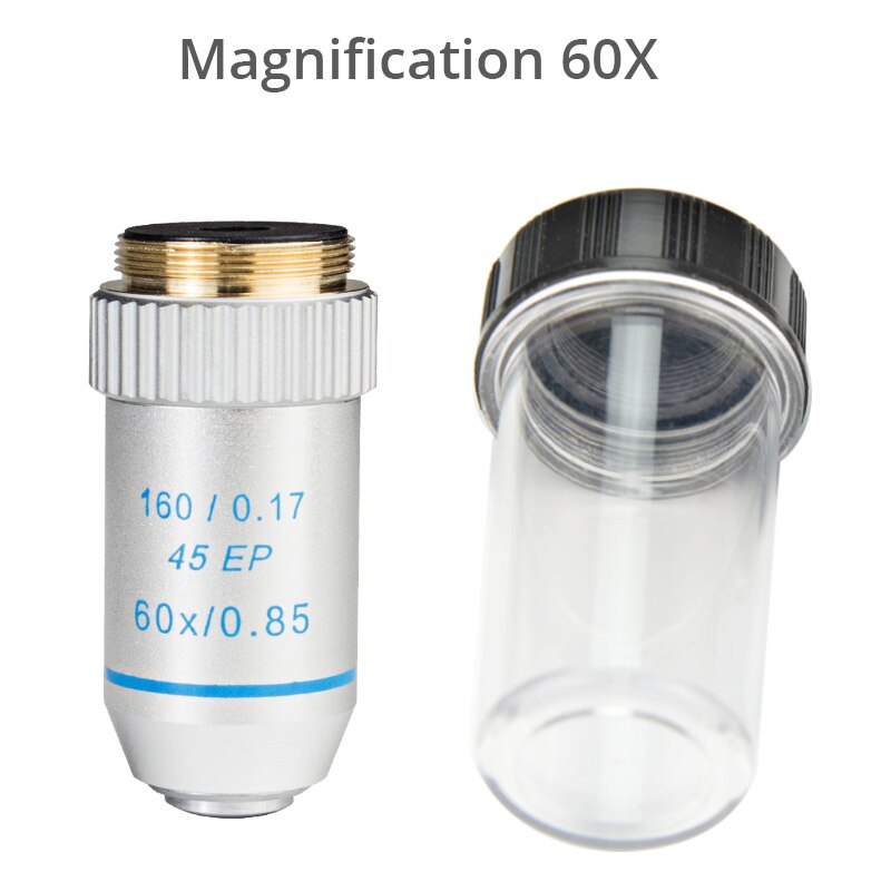 Semi-plan Achromatic Objective Lens 195 mm Conjugate Distance 4X/10X/20X/40X/60X/100X for Biological Microscope 160/0.17 45EP: 60x