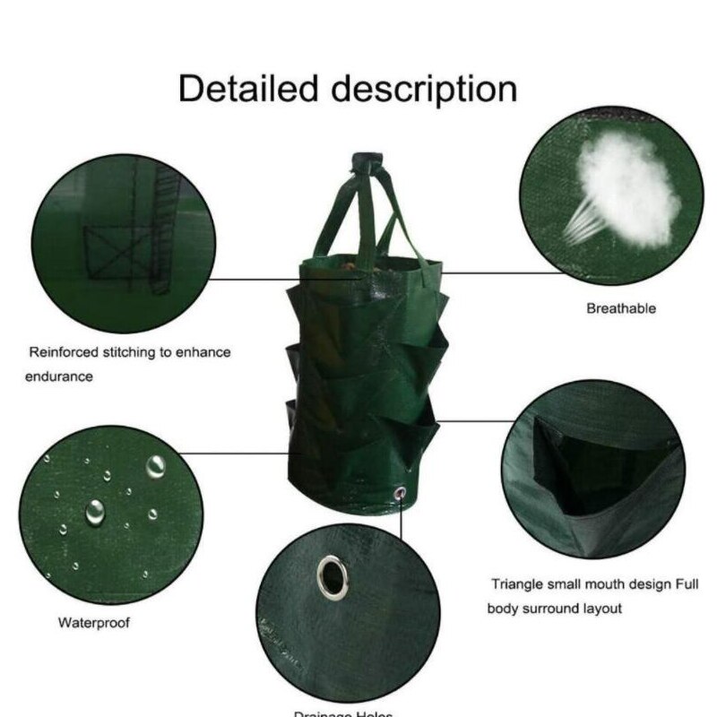 Bolsa de contenedor para cultivo de fresas, maceta gruesa para jardinería de verduras, maceta de cultivo artesanal, telas de PE, herramienta de jardín, 3 galones