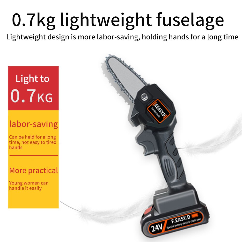 4 Inch Lightweight Smooth Non Slip Cordless Electric Mini Chainsaw For Tree Branch Wood Cutting With Brushless Motor Adjustable