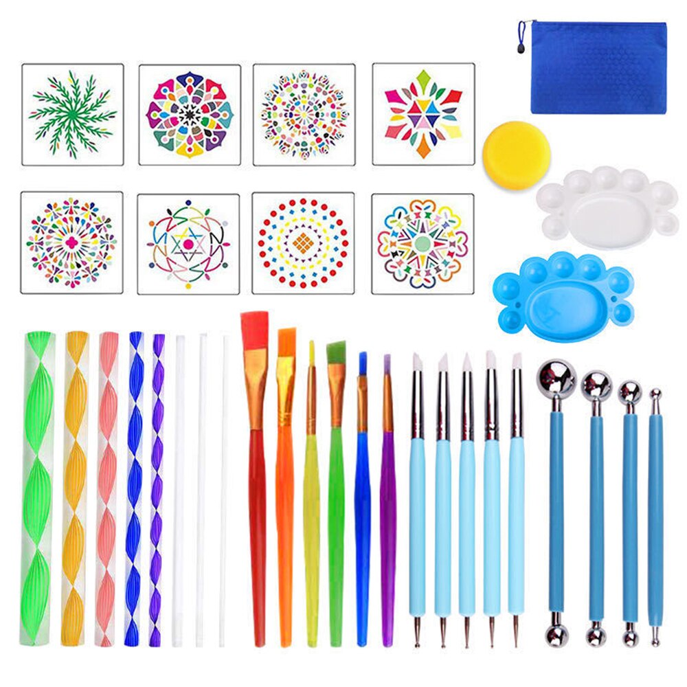 35Pcs Puntjes Staven Pennen Mandala Schilderen Puntjes Gereedschap Hout Rotsen Art Craft Tekening Nail Art Craft Decoratie Diy Polka dot Tool: Default Title