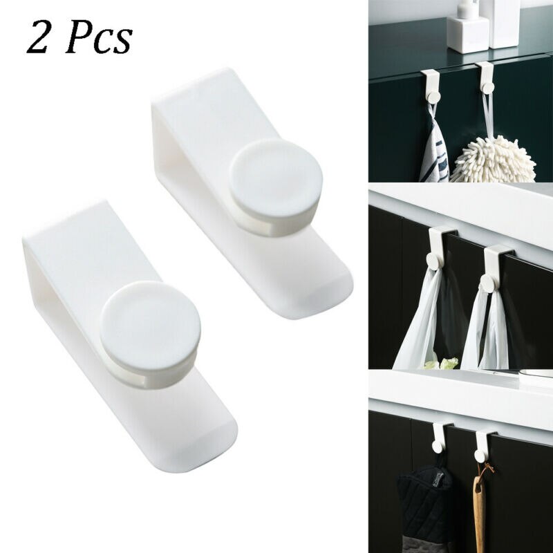 2 uds ganchos de puerta blancos ganchos de colgador de soporte de toalla de armario de cocina