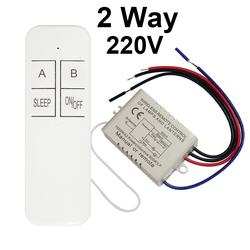 QIACHIP 1/2/3 Way ON/OFF 220V Remote Control Switch Lamp Light Digital Wireless Wall Remote Control Switch Receiver Transmitter: 1 set  2way