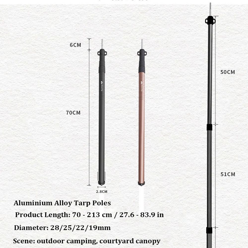 2pcs 2 Colors Telescoping Adjustable Lightweight Tarp Poles Outdoor Tool Camping Hiking Equipment Tent Rod