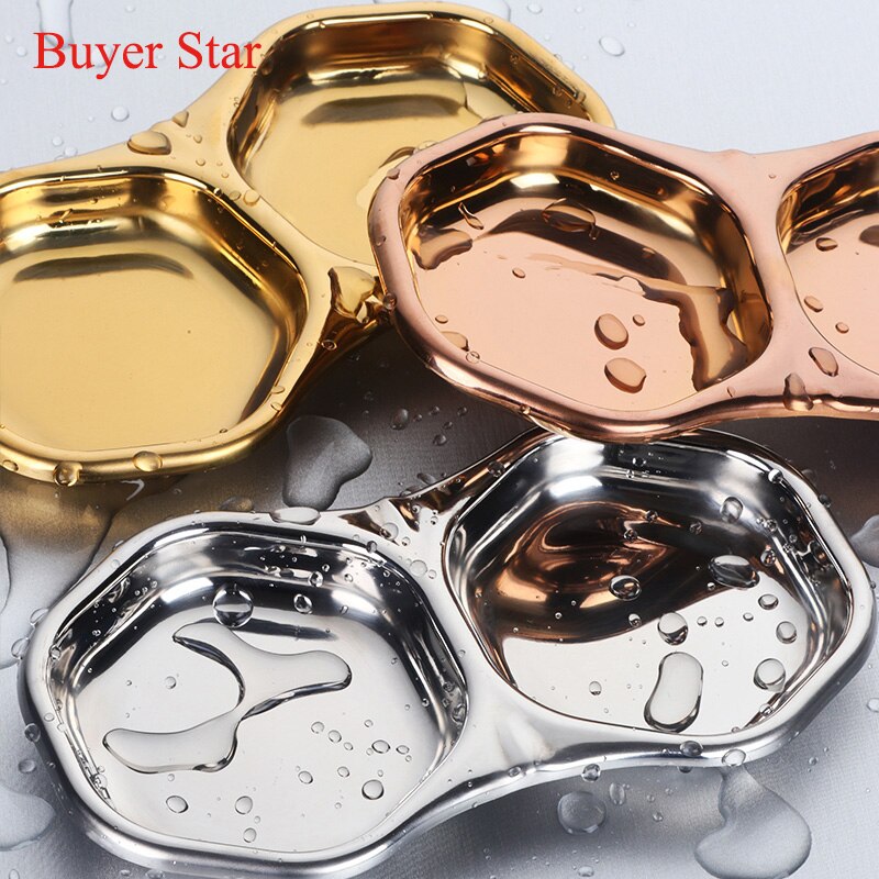 Gold Stainless steel dish kitchen utensil butter plate seasoning soy dish Metal dessert Trays Tableware vinegar sauce snack Dish