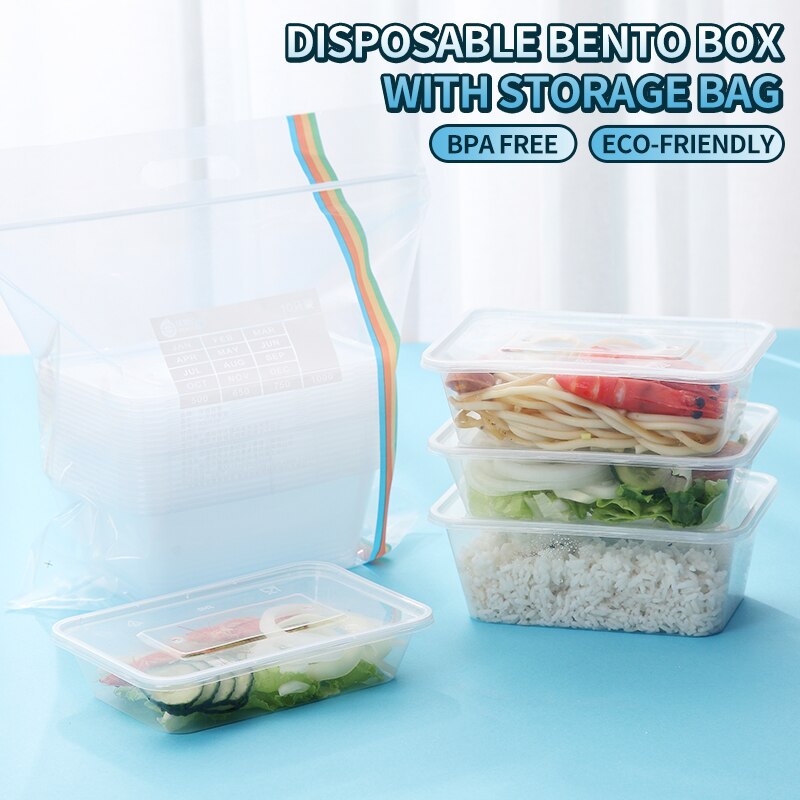 Worthbuy 10 Stks/set Japanse Wegwerp Voedsel Containers Bpa Gratis Plastic Bento Box Magnetron Lunchbox Voor School Diner Set
