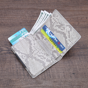 tarjetero delgado de aluminio para hombre y mujer, billetera de Metal para portadores de tarjetas, paquete de tarjetas de identificación, Protector RFID: Snakeskin gray
