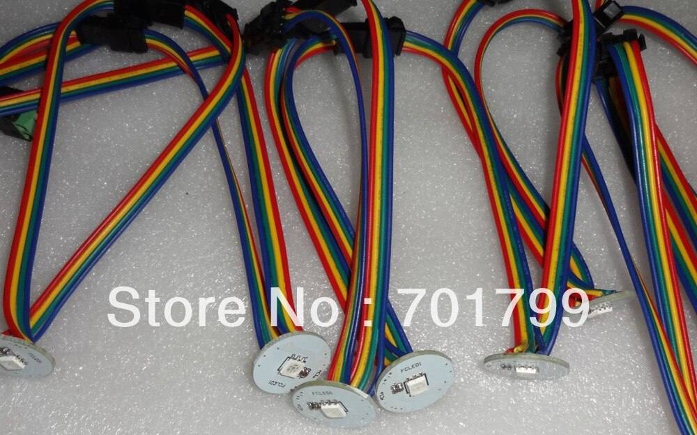 22mm durchmesser WS2801 led-pixel-modul, 1 stücke 5050 smd rgb led, DC5V, eingang mit 4pin männlichen JST verbindung; ausgang mit weiblichen