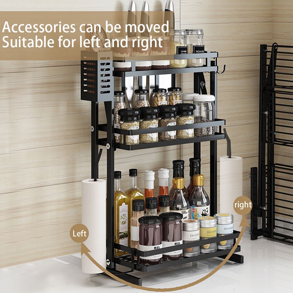 Spice Rack Folding Three-layer Multi-function Seasoning Rack Storage Rack Kitchen Countertop Standing Seasoning Organizer